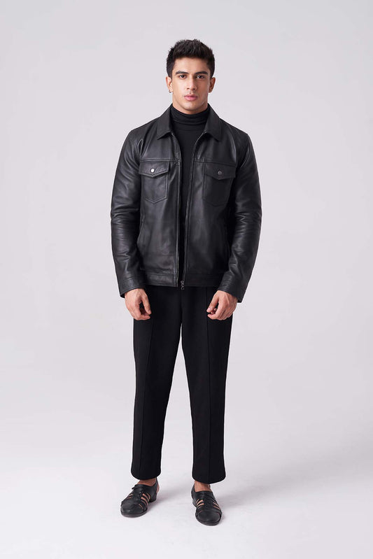 Men Shadow Luxe Leather Jacket