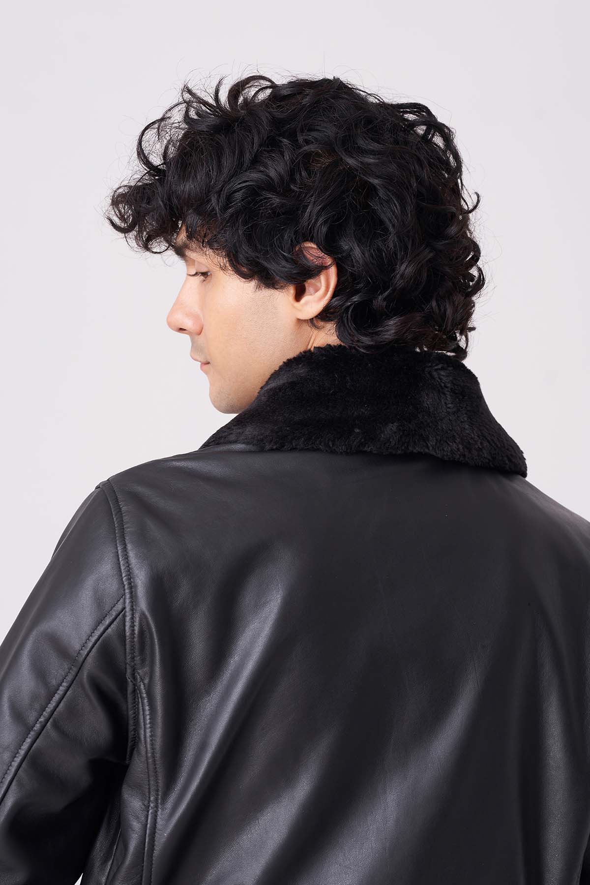 Men Midnight Maverick Faux Fur Aviator Jacket